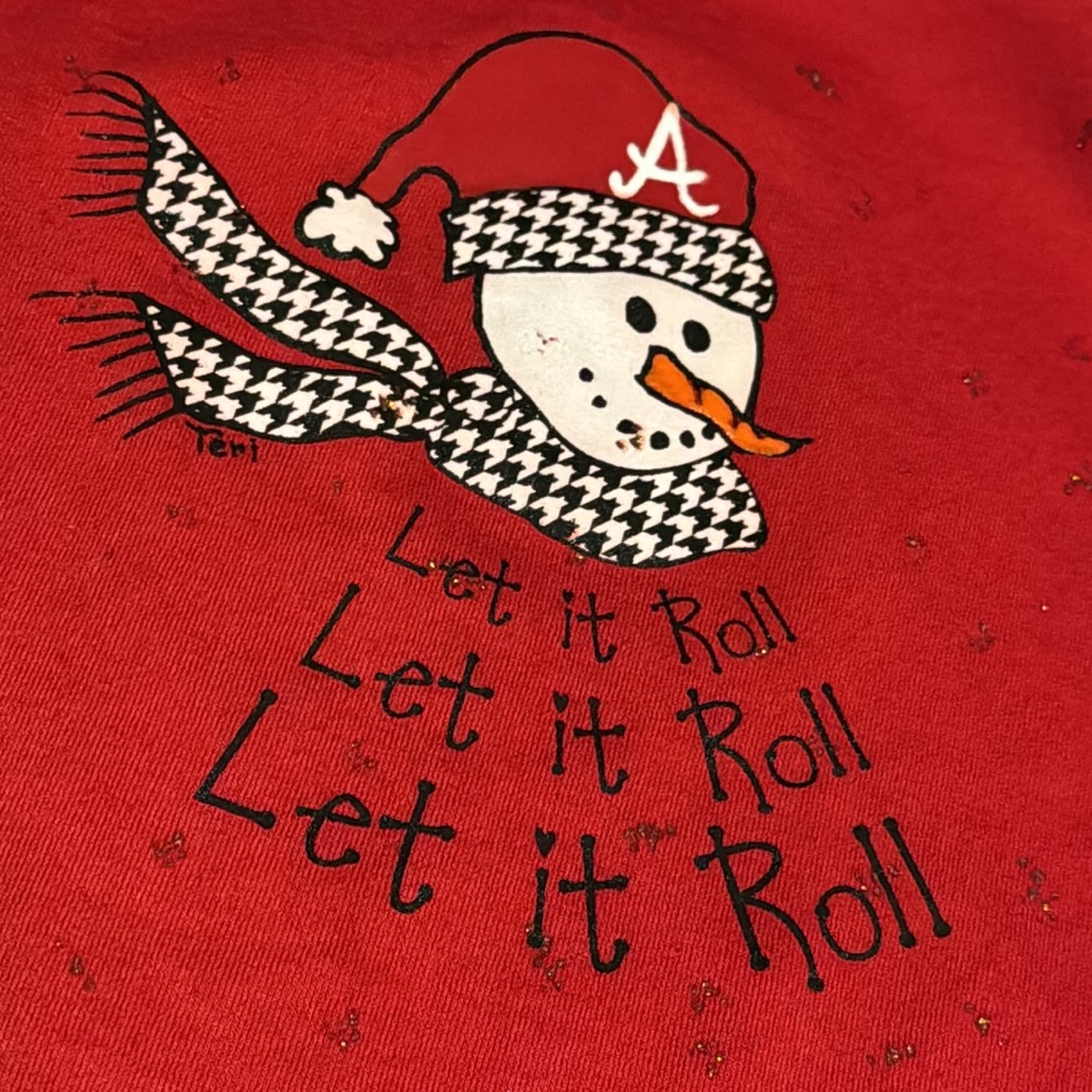 Alabama Crimson Tide Christmas Snowman long sleeve t-shirt (S) EUC!